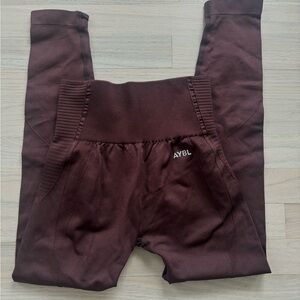 AYBL Brown High-Waisted Leggings with Ruched Waistband